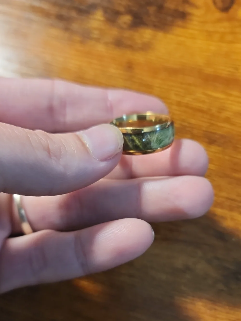 8mm Parrot Green Stainless Steel Dome Ring, Elegant And Versatile For Everyday